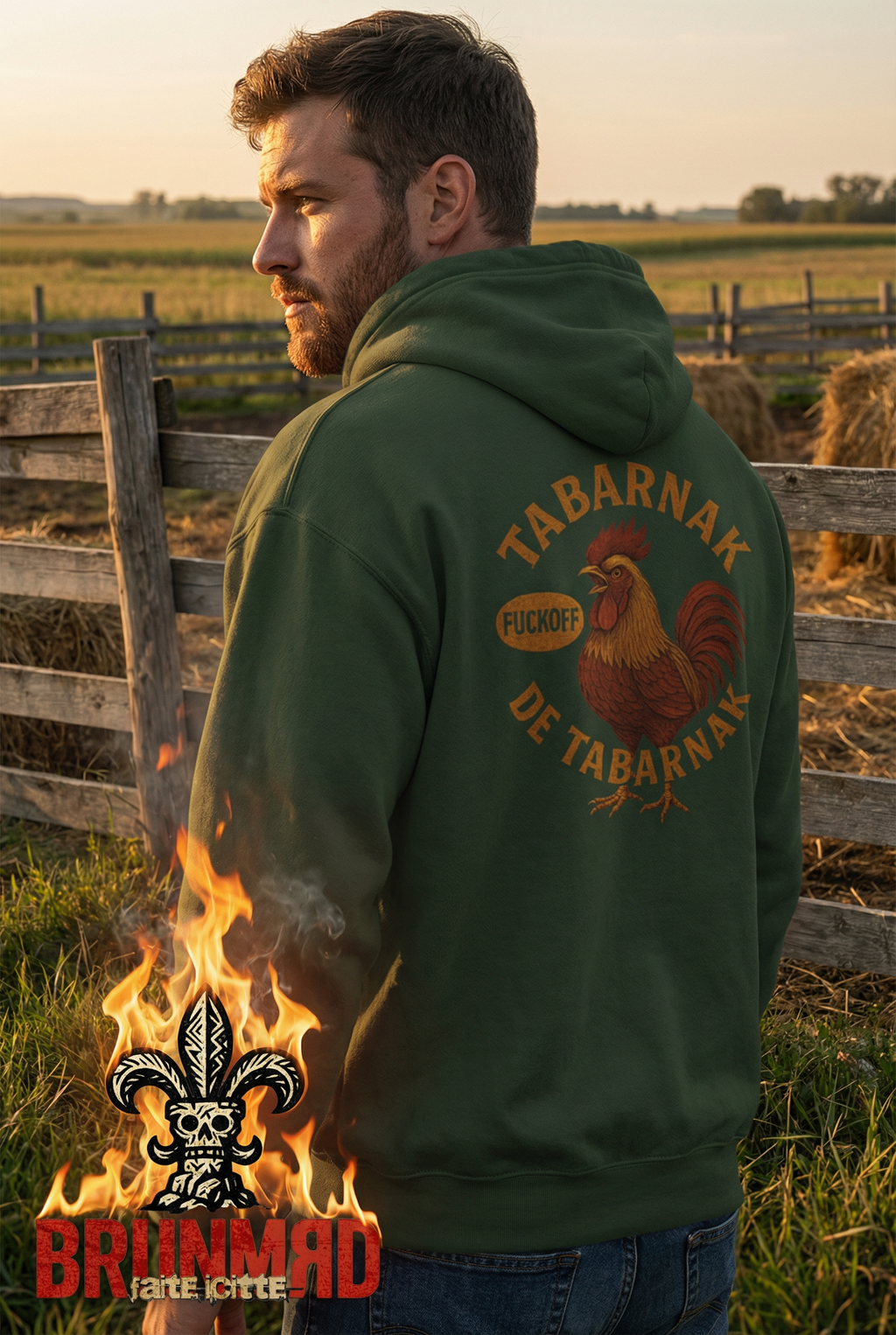 Hoodie BRUNMЯD Tabarnak de Tabarnak Fuck Off Rooster