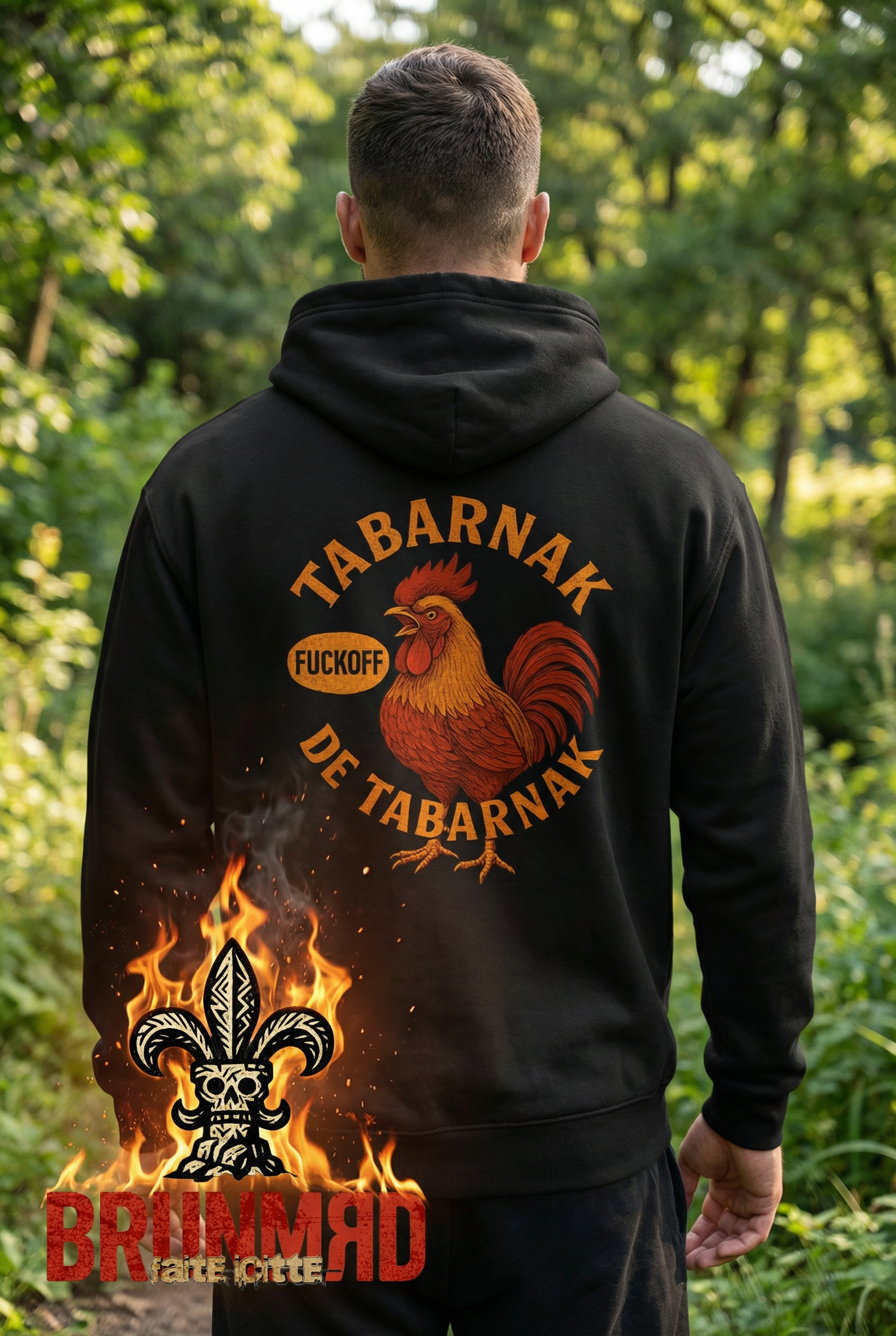 Hoodie BRUNMЯD Tabarnak de Tabarnak Fuck Off Rooster